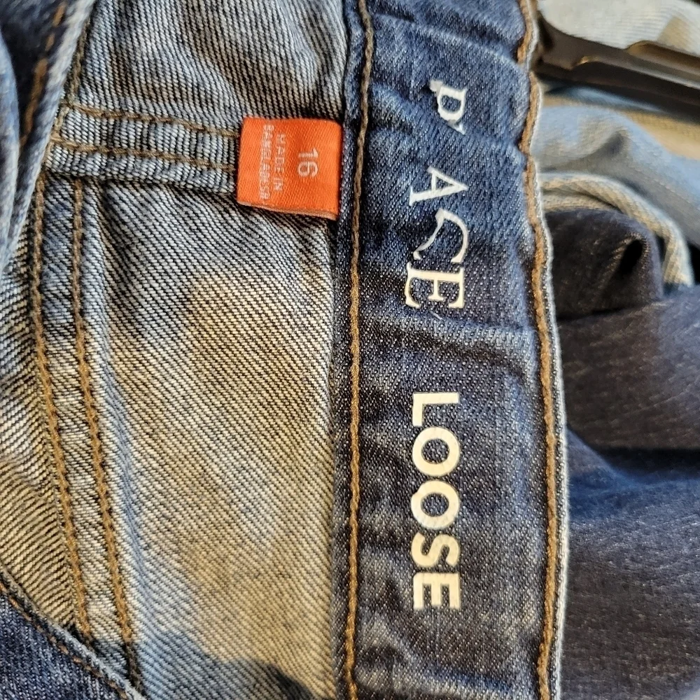 The Children's Place Loose Fit Dark Wash Jeans Adjustable Waist Big Boys 16